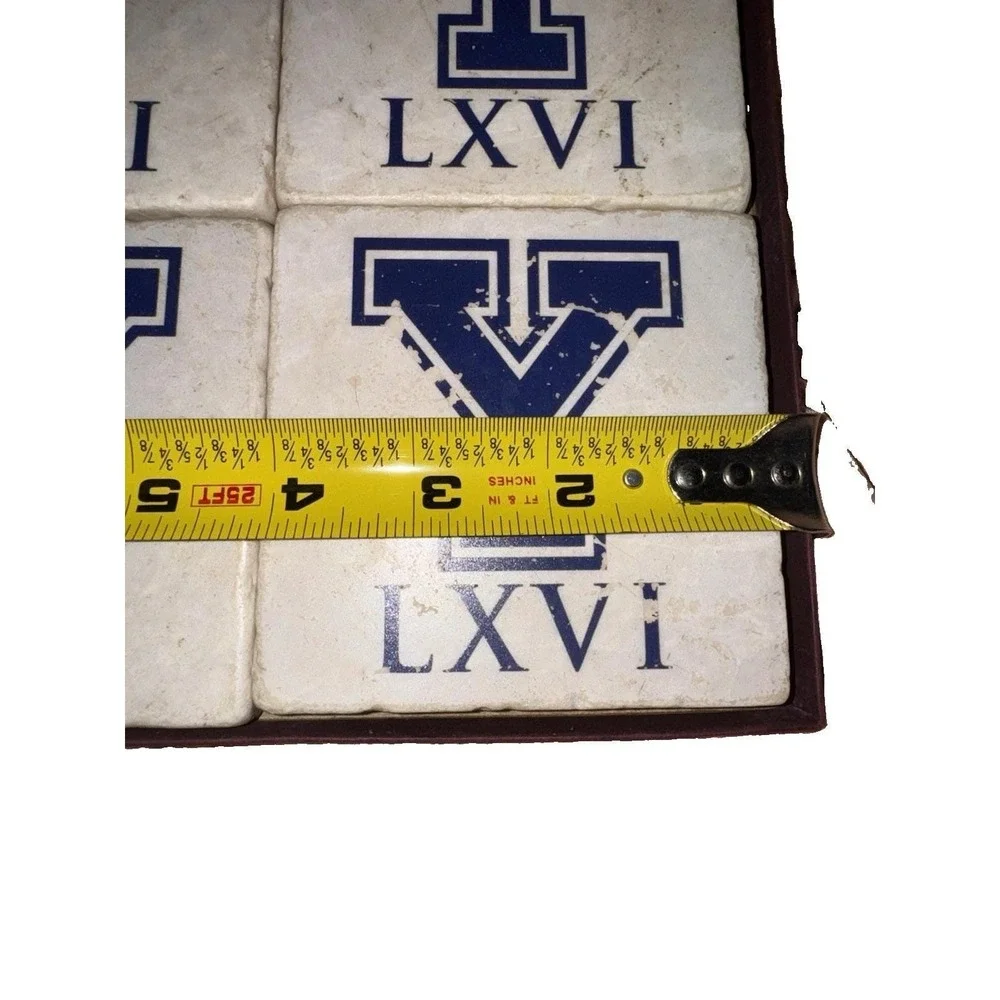 Set Of 4 Yale University Marble Coasters
